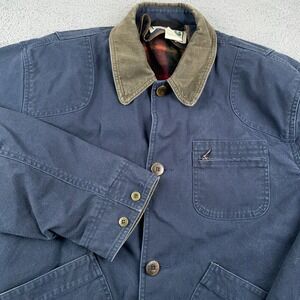LL Bean Jacket Mens Medium Canvas Chore Barn Field Coat Corduroy Wool Liner
